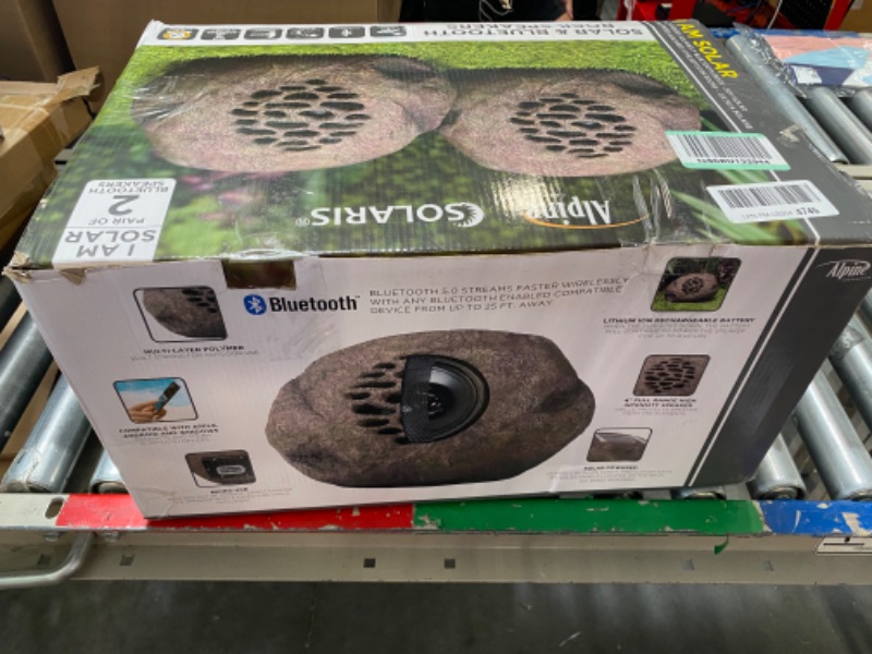 Photo 2 of ****USED** Set of 2 Outdoor Waterproof Bluetooth Solar Wireless Resin Rock Speakers Brown - Alpine Corporation