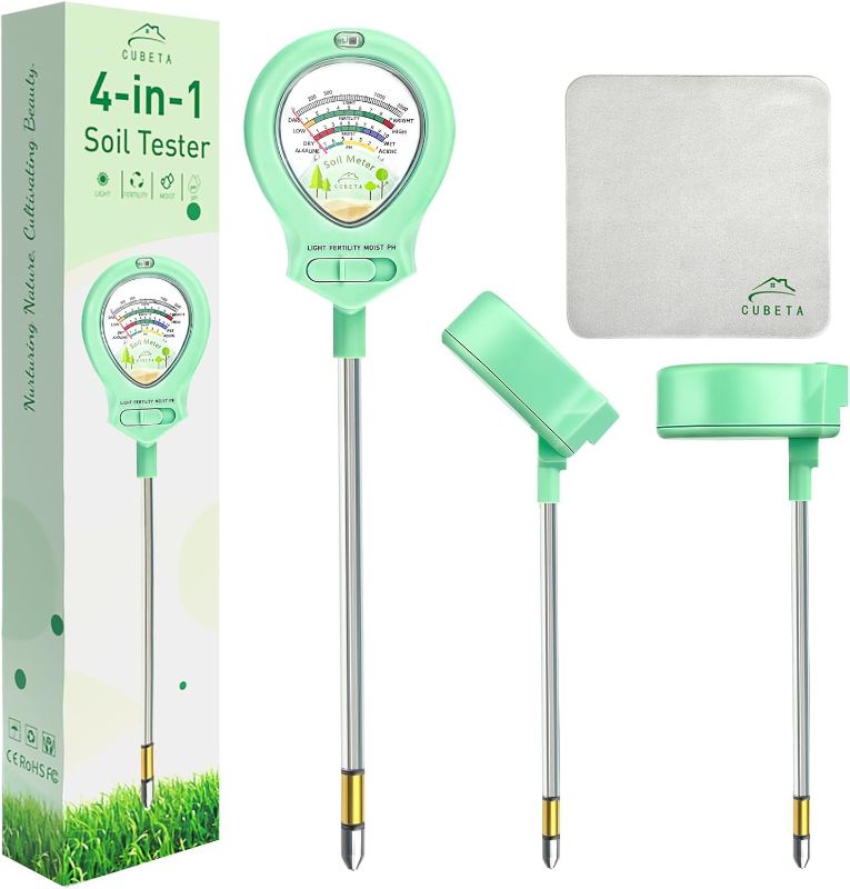 Photo 1 of 2024 Upgraded Soil Moisture Meter for Plants, Soil pH Meter, 4-in-1 Soil Tester for Light/Moisture/pH/Fertility, Plant Water Meter for Garden, Lawn, Greenhouse, Indoor & Outdoor
