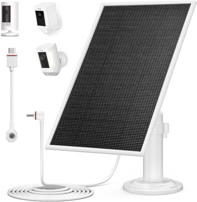 Photo 1 of ***USED** 1 Pack - Solar Panel for Ring Camera Compatible with Ring Stick Up Cam Battery, Ring Spotlight Cam Plus/Pro(Battery) Charger Outdoor with 13Ft Charger Cable - Camera Not Included