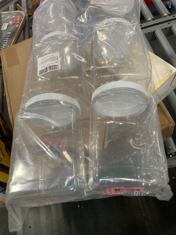 Photo 3 of ****USED***6 Pack Clear Plastic Storage Jars with Lids, 27 oz Square Plastic Containers with Airtight Lids, Paint Storage Containers with Easy Grip Handles, Reusable Wide Mouth Plastic Canisters with Lids