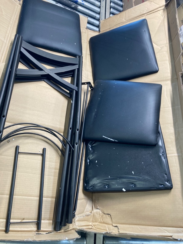 Photo 1 of ****FOR PARTS ONLY, FINAL SALE, NO RETURNS** & 4 Pack HERCULES Series Black ''X'' Back Metal Chair - Black Vinyl Seat
