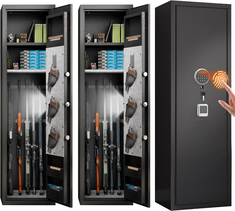 Photo 1 of ****FINAL SALE, NO RETURN, ITEM MAY BE SLIGHTLY DIFFERENT***Large Gun Safe,Biometric 5-Gun Safe Cabinet,Quick Access Long Gun Pistols,Rifles and Shotguns Gun Cabinet