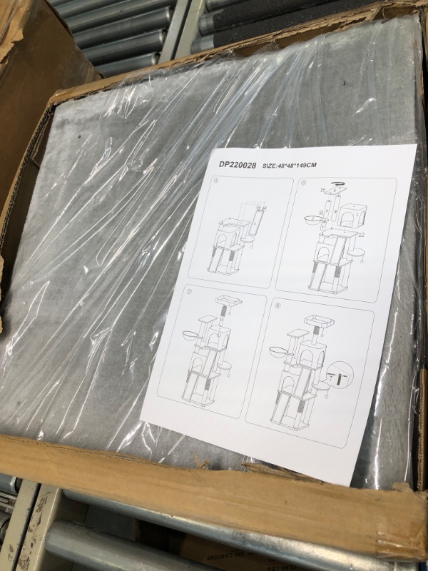 Photo 3 of MUTICOR 66 Inches Multi-Level Large Cat Tree Tower for Indoor Big Cats/Cozy Plush Perches/Cat Condo/Sisal Scratching Posts/Hammock and Baskets/Cat Activity Center Play House/Wide Base/Grey