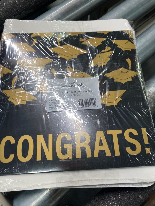 Photo 2 of ***3 pcs***Hallmark 8" Graduation Card Box (Gold and Black, Congrats!) Foldable Cardboard Box for Grad Parties and Open Houses Gold, Black