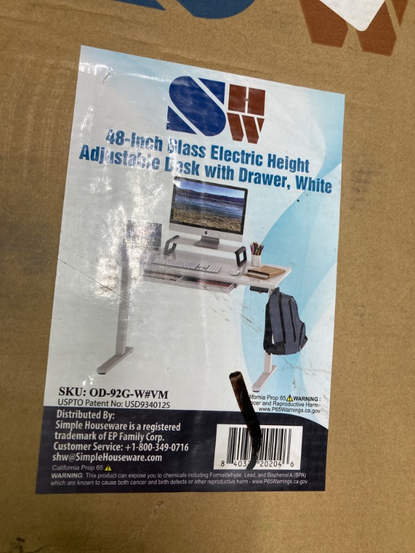 Photo 1 of ****SIMILAR*****SHW Small Electric Height Adjustable Sit Stand Desk with Hanging Hooks and Cable Management, 40 x 22 Inches, White Frame and White Top 40-Inch White