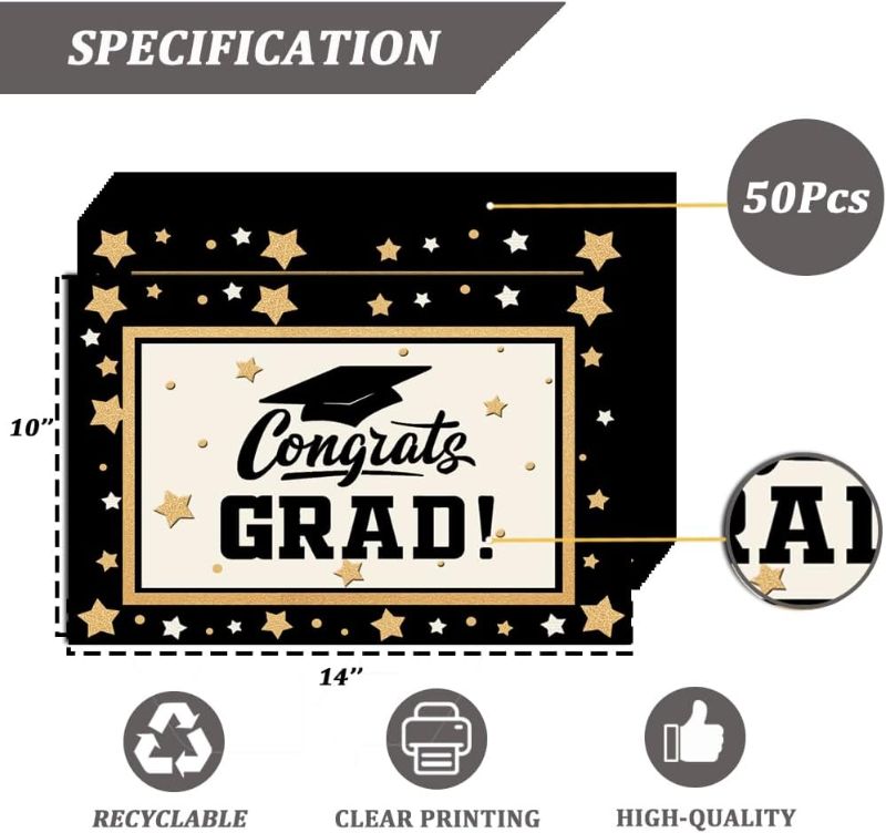 Photo 1 of ***USED*** Congrats Grad Paper Placemats 2024 Graduation Paper Placemats 50 Pack, 10x14 Inch Graduation Celebration Disposable Placemat for College High School 2024 Graduation Celebration Party Supplies
Visit the GotGala Store