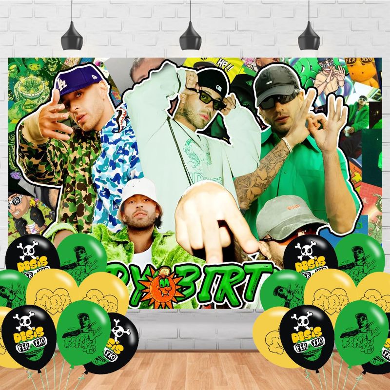 Photo 1 of ?????? Backdrop for Rapper Singer ?????? Theme Birthday Party Supplies 5x3ft Photo Background for Singer ?????? Theme Party Cake Table Decorations Banner