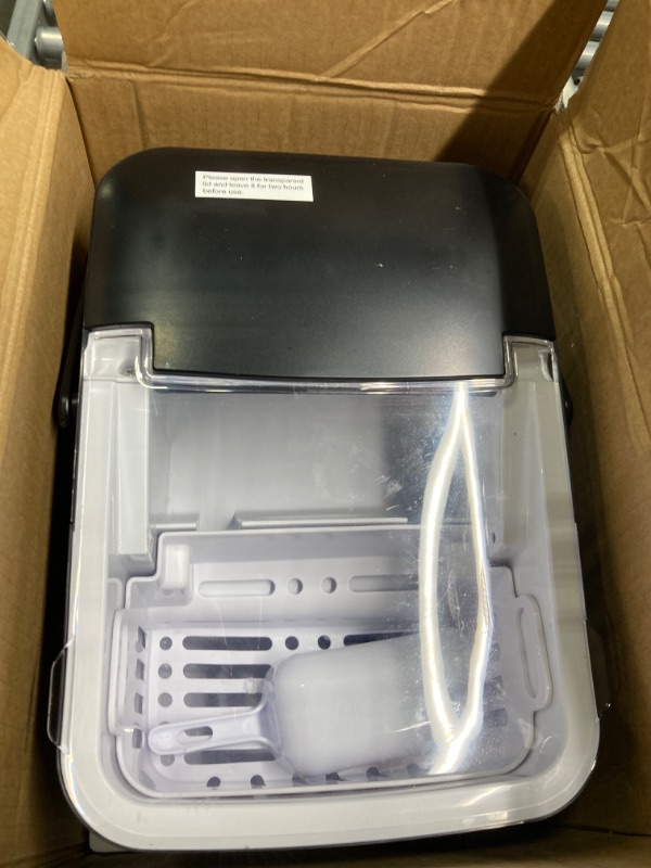 Photo 3 of ***NON FUNCTIONAL//SOLD AS PARTS*** 
AGLUCKY Ice Makers Countertop, Portable Ice Maker Machine 26lbs/24Hrs,8 Bullet Ice Cubes of 2 Sizes Ready in 9 Mins,Self-Cleaning Ice Machine with Handle for Home/Kitchen/Office 26.5Lbs/24H Black 1