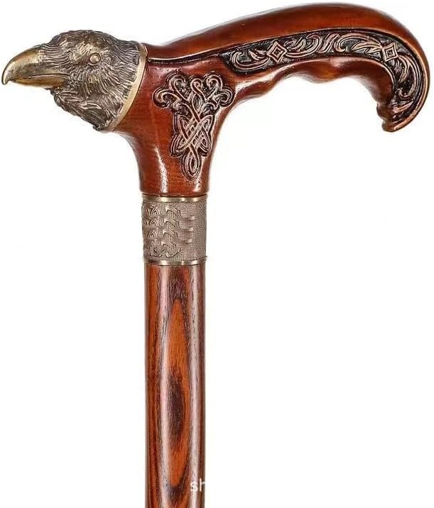 Photo 1 of ****USED**HANDLE IS LOOSE***Wood Walking Cane for Men 36 Inches Hand-Carved 9 Kinds of Animal Shapes Ergonomic Walking Cane for Men and Women - Stylish Derby Oak Wood Cane - Cool Walking Stick - Affordable Gift! (Color : Crow)