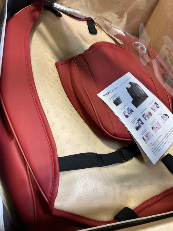 Photo 3 of  Coverage Faux Leather Car Seat Covers Universal Fit for Most Cars,Trucks,Sedans and SUVs with Waterproof Leatherette in Automotive Seat Cover Accessories (Wine Red) Wine Red FRONT SEAT COVERS 