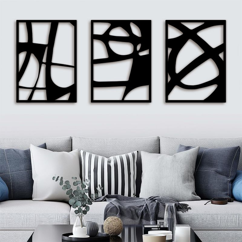 Photo 1 of Black Metal Wall Art Decor - Abstract Minimalist Décor Line Art 3D Textured Metal Sculptures Wall Decor Wall Art for Living Room Bedroom Bathroom Dining Room Hanging Farmhouse Wall Decorations 3 Piece
***STOCK PHOTO IS SIMILAR TO THE ACTUAL ITEM***