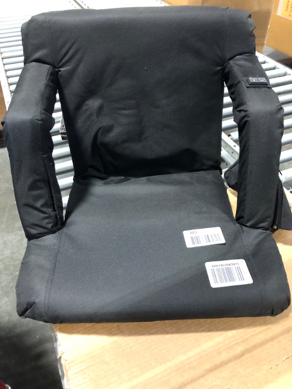 Photo 2 of Alpcour Heating Massage Stadium Seat – Deluxe Reclining Bleacher Chair with Back & Arm Support – Built-in Heater and Massager - Extra Thick, Lightweight and Waterproof with Detachable Pockets Wide