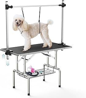 Photo 1 of ****USED***MISSING LEGS ***TABLE ONLY* Large Dog Grooming Table, Adjustable Cat Drying Desktop with Arms, Nooses, Mesh Tray, Foldable Pet