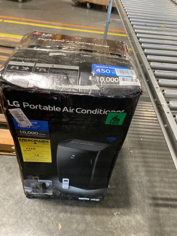 Photo 2 of ****BROKEN OSCILLATING SUPPORT, FOR PARTS ONLY NO RETURNS***LG 10,000 BTU Smart Portable Air Conditioner, 115V, Cools 450 Sq.Ft. (18' x 25' Room Size), Portable Air Conditioner for Home with Voice Control, Works with LG ThinQ, Amazon Alexa, and Hey Google