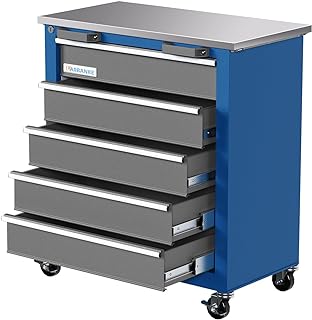 Photo 1 of 5-Drawer Rolling Tool Chest,Tool Cabinet on Wheels with Keyed Locking System and Drawer Liners,Tool Chest with Link Buckle and can be Combined to Large Cabinet Set,for Warehouse,Garage