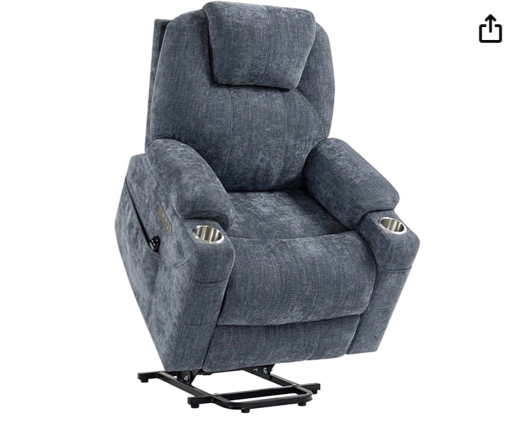 Photo 1 of **PARTS ONLY**Upgraded Power Lift Recliner Chair with Massage & Heat, Premium Motor, Max 155° Reclining, Standing Assistance for Elderly, USB Ports, Stainless Steel Cup Holders, Chenille Blue