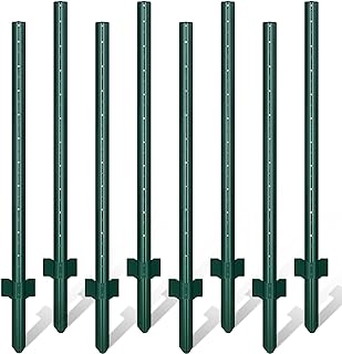 Photo 1 of 
New Version 7 Feet Heavy Duty Metal Fence Post, Pack of 8, T Post for Fencing, U Post Green Steel Fence Posts for Garden Yard and Outside