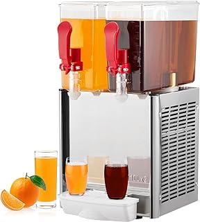 Photo 1 of Commercial Beverage Dispenser, Towallmark 2 Tanks 5.28 Gallon 20L Commercial Juice Dispenser, 10 Liter Per Tank, 280W Stainless Steel Food Grade Ice Tea Drink Dispenser with Thermostat Controller