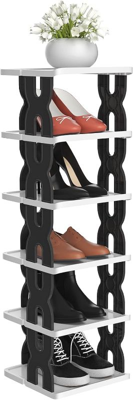 Photo 1 of 
6 Tier Narrow Shoe Rack, Small Vertical Shoe Stand, Space Saving DIY Free Standing Shoe Storage Organizer 