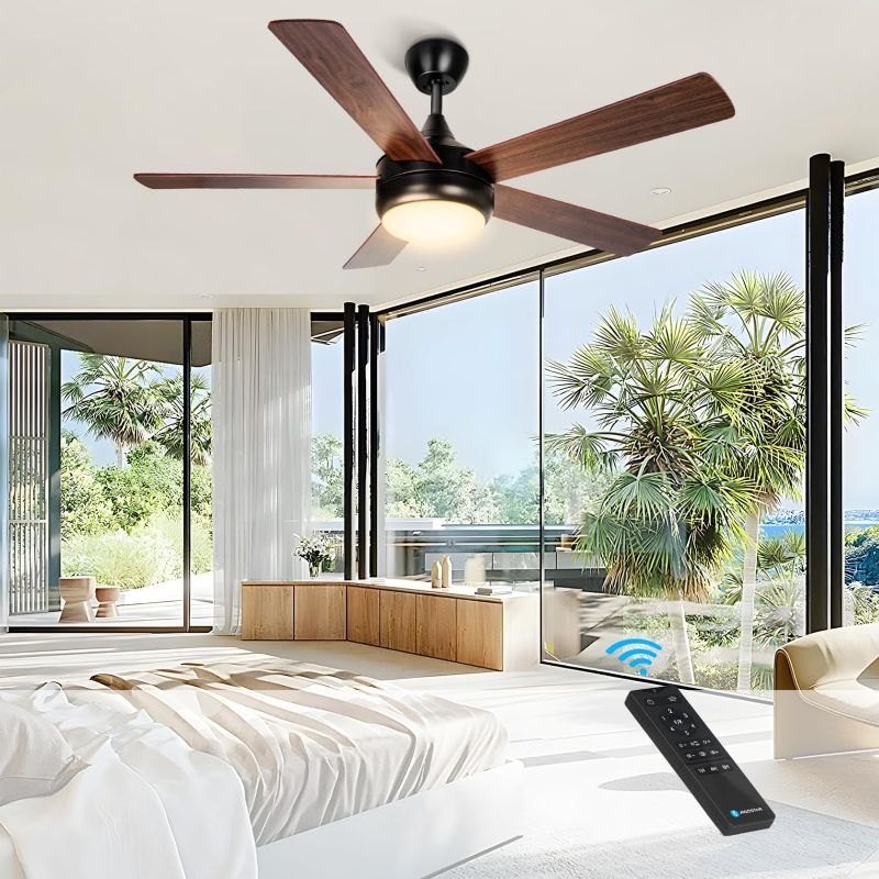 Photo 1 of  Ceiling Fans Lights with Remote, 6 Speed Quiet Ceiling Air Fan Adjustable Dimmable 3 CCT LED Light, Flush Mount Reversible DC Motor Modern Fan for Livingroom Bedroom Indoor Patio