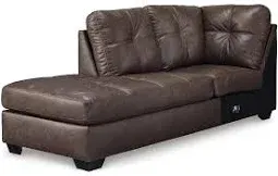 Photo 1 of 68" X 27" brown faux leather 3 piece couch living room set left arm chaise