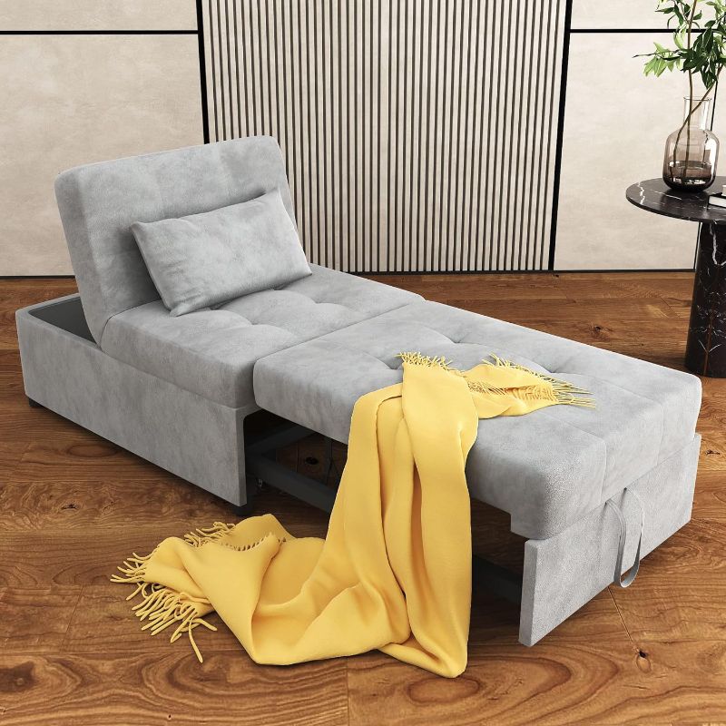 Photo 1 of ***SIMILAR***
AVZEAR Sofa Bed, Convertible Chair 4 in 1 Multi-Function Folding Ottoman Modern Breathable Linen Guest Bed with Adjustable Sleeper for Small Room Apartment, (Grey) 