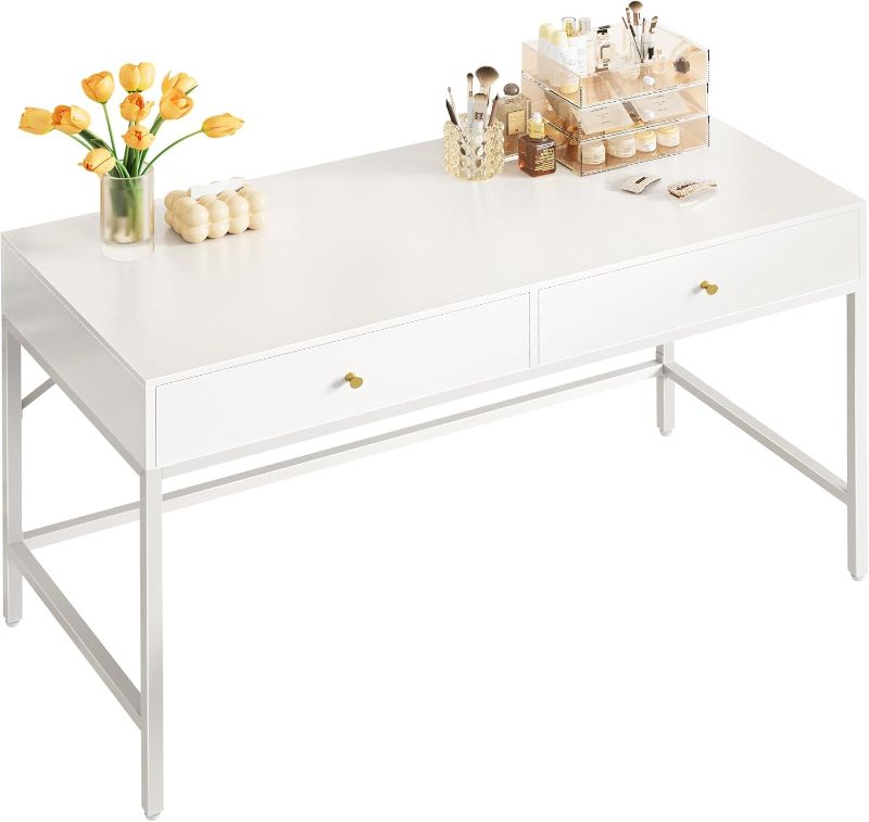 Photo 1 of ***SIMILAR***
***DAMAGE***
SUPERJARE Vanity Desk with Drawers, 47 inch Computer Desk, Modern Simple Home Office Desks, Makeup Dressing Table for Bedroom - White https://a.co/d/avkVXM4