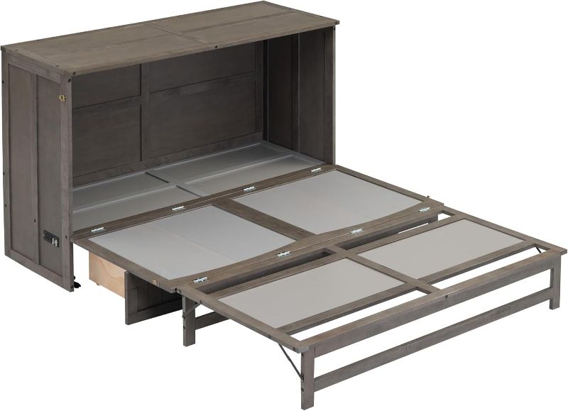 Photo 1 of 
***SIMILAR***missing box 1 out of two
Sturdy Wood Queen Size Bed Frame Queen Size Murphy Bed with Built-in Charging Station, Antique Grey 