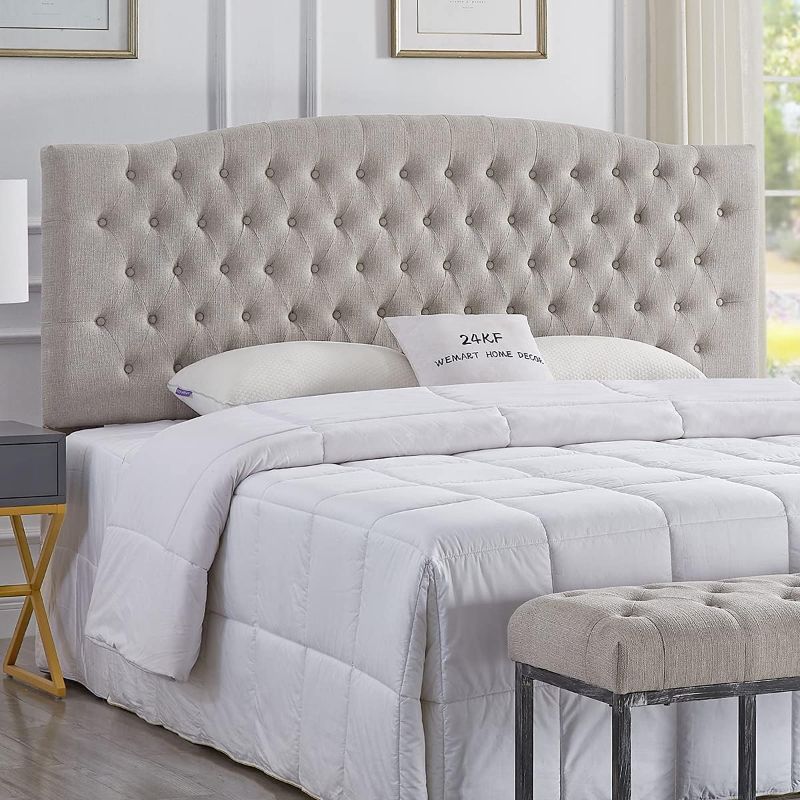 Photo 1 of 24KF Linen Upholstered Tufted Button King Headboard and Comfortable Fashional Padded King/California King Size headboard - Linen King/CA King Linen-king