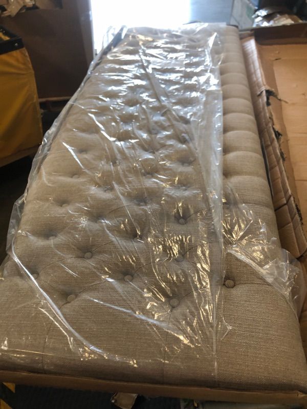 Photo 3 of 24KF Linen Upholstered Tufted Button King Headboard and Comfortable Fashional Padded King/California King Size headboard - Linen King/CA King Linen-king