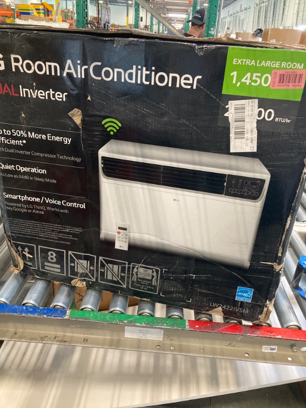 Photo 2 of ***SIMILAR***
LG LW2422IVSM 23,500 Dual Inverter Smart Window, 230V, Air Conditioner Cools Rooms up to 1,440 Sq. Ft, Ultra Quiet Operation, ThinQ, Amazon Alexa & Hey Google, 24000 BTU, Bright White 24000 BTU Wifi 230V Bright White