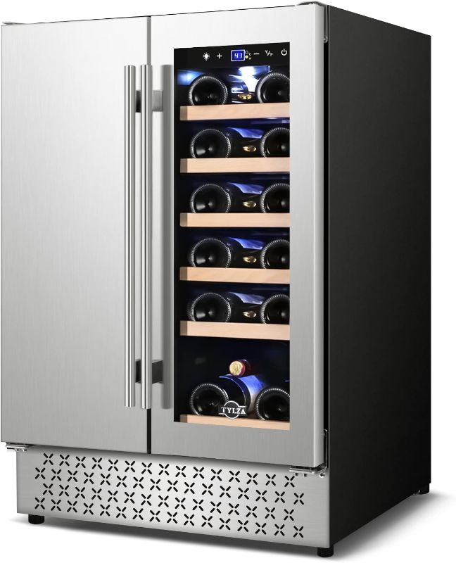 Photo 1 of ***BOX DEMAGE***
***SIMILAR***
Tylza Wine and Beverage Refrigerator, 24 inch Dual Zone Wine Beverage Cooler Built-in and Freestanding, with Seamless Stainless Steel Door Quick Cooling Under Counter Beer Wine refrigerator https://a.co/d/0E0y04K