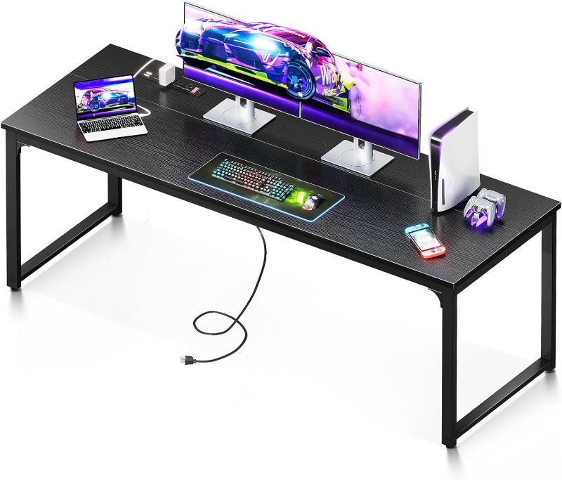 Photo 1 of ***SIMILAR***
***BOX DEMAGE***
  Coleshome 71 Inch Computer Desk with USB Ports, Large Office Desk, Long Study Student Writing Desk, Black
