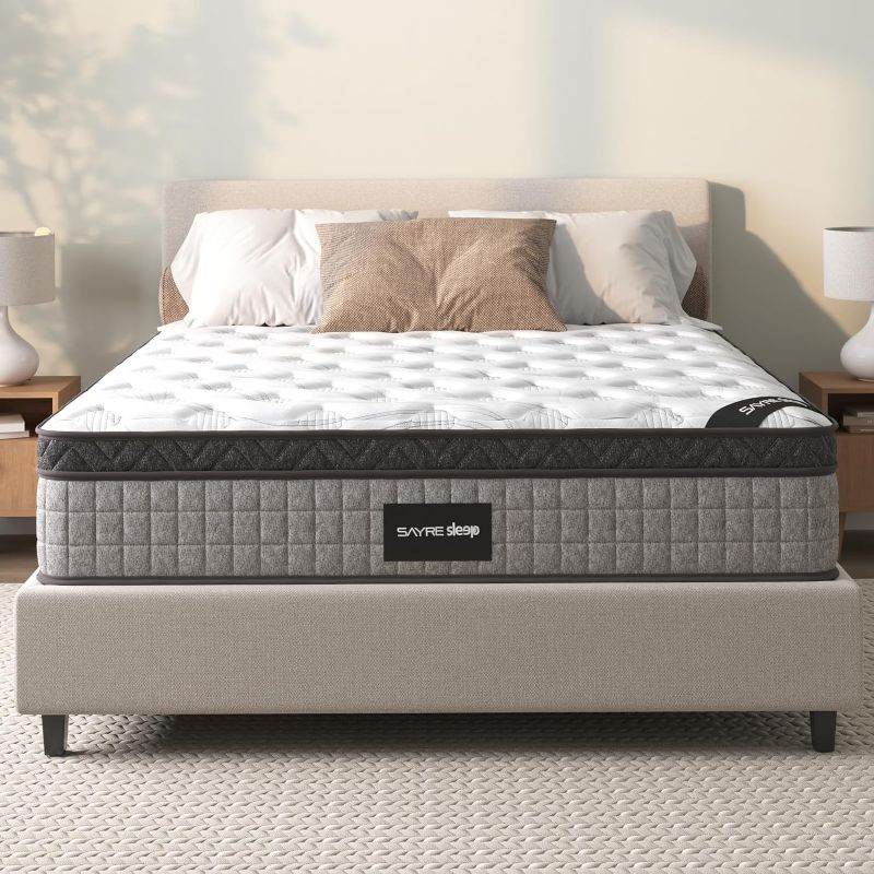 Photo 1 of 12” Diamond Innerspring Hybrid and Cooling Gel Memory Foam Mattress, Pressure Relief, and Motion Isolation, CertiPUR-US and Oeko TEX Certified, Assembled in USA - Twin Mattress
