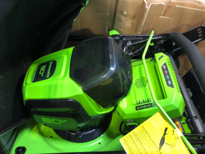 Photo 3 of ***USED****Greenworks 80V 21" Brushless Cordless (Push) Lawn Mower (75+ Compatible Tools), 4.0Ah Battery and 60 Minute Rapid Charger Included 21" Mower (4.0Ah)