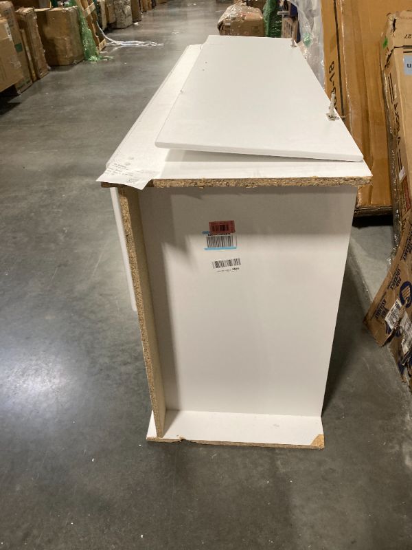 Photo 4 of ***USED***SCRATCHES ON THE DOOR SLIGHTLY DAMAGED IN THE BACK**ONE OF THE DOORS NEED TO BE ATTACHED** * Prepac Elite 32" Storage Cabinet Armoire, Tall White Storage Cabinet, Linen Cabinet, Wardrobe Cabinet with Hanging Rail and Shelves 21" D x 32" W x 65" 