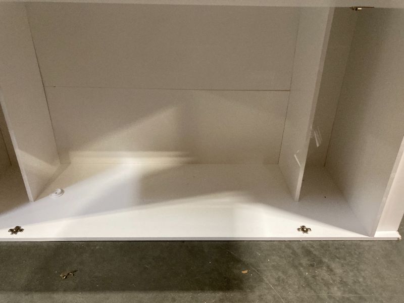 Photo 6 of ***USED***SCRATCHES ON THE DOOR SLIGHTLY DAMAGED IN THE BACK**ONE OF THE DOORS NEED TO BE ATTACHED** * Prepac Elite 32" Storage Cabinet Armoire, Tall White Storage Cabinet, Linen Cabinet, Wardrobe Cabinet with Hanging Rail and Shelves 21" D x 32" W x 65" 