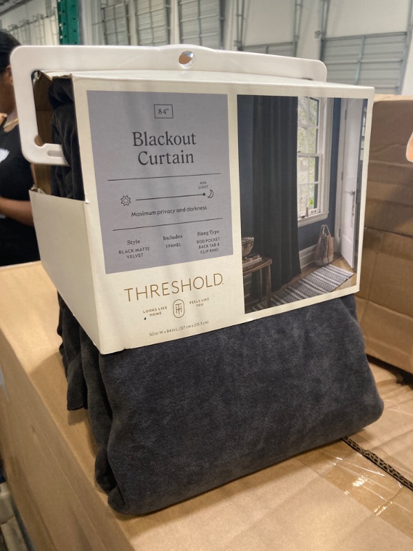 Photo 1 of 1pc Blackout Velvet Window Curtain Panel - Threshold™