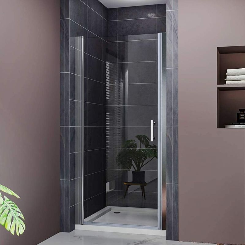 Photo 1 of *****USED** ELEGANT 32 in. W x 72 in. H Pivot Swing Shower Door, 1/4 in.Clear Glass Frameless Shower Door, Chrome Finish
