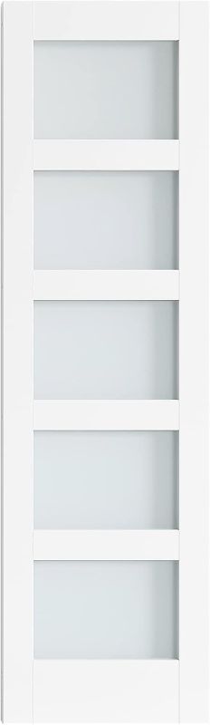 Photo 1 of 24in x 84in Glass Barn Door,White Sliding Barn Door Slab with 5 Frosted Glass Panels,Assembly Needed Interior Barn Door for Closet,Bathroom and Living Room
