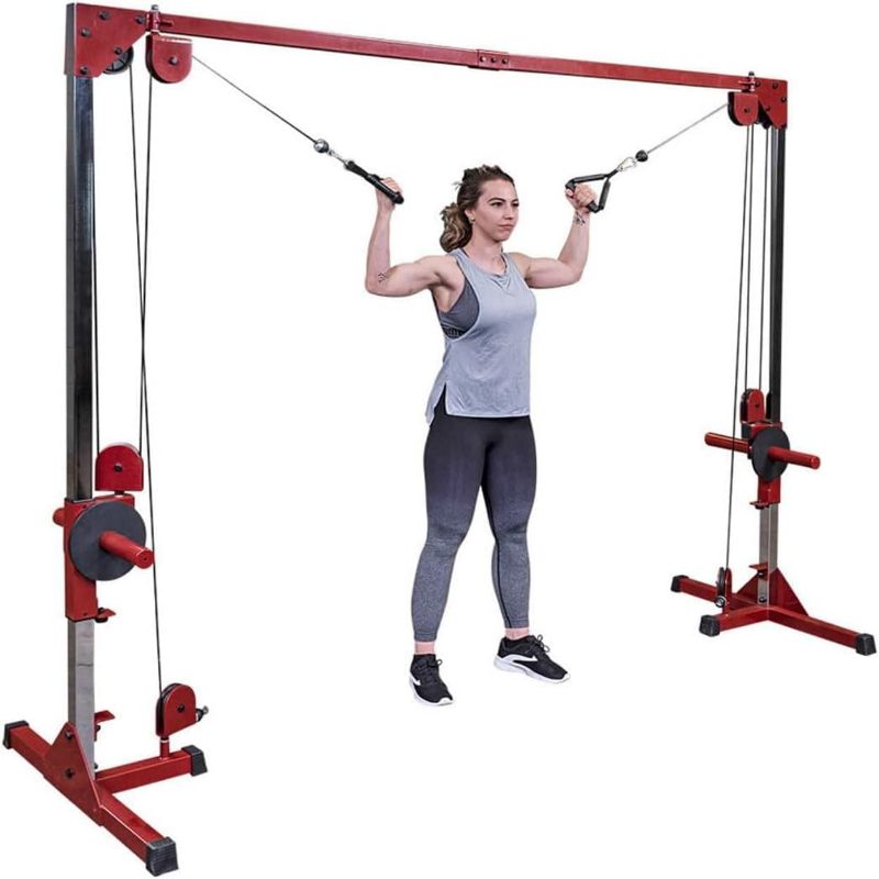 Photo 1 of (BFCCO10) Cable Crossover Exercise Machine, 2" Olympic Sized Weight Carriage Dual Pulley Cable Machine for Strength Training, Red
