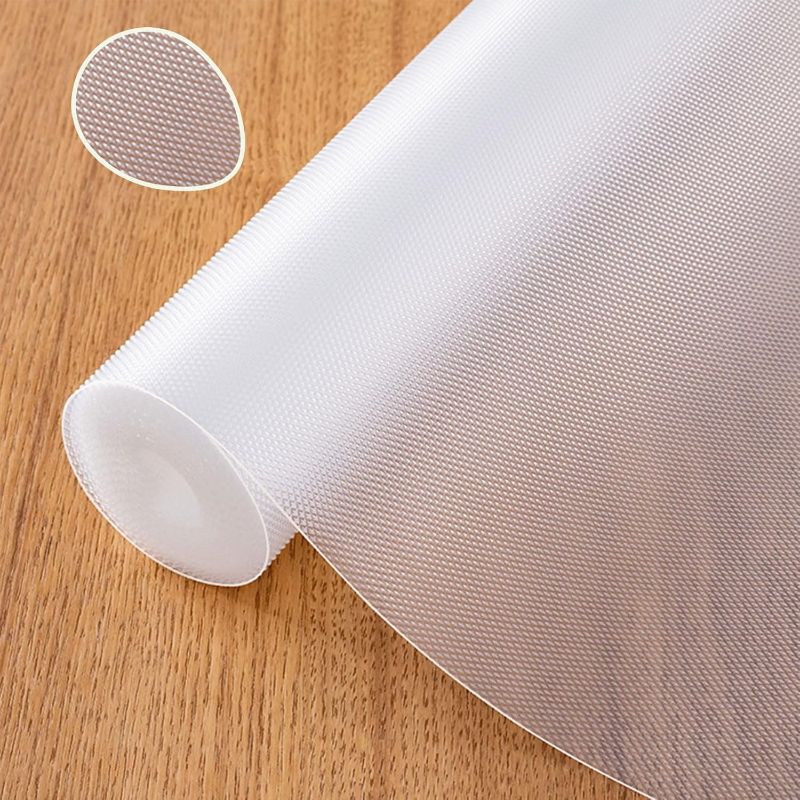 Photo 1 of 17.7"x394"/33 Feet Clear Shelf Liner,Non-Adhesive Drawer Liners EVA Anti-Slip Kitchen Pantry Cupboard Cabinet Covering Undersink Mat Washable Fridge Lining Paper for Home Office (Upgrade Thicken)