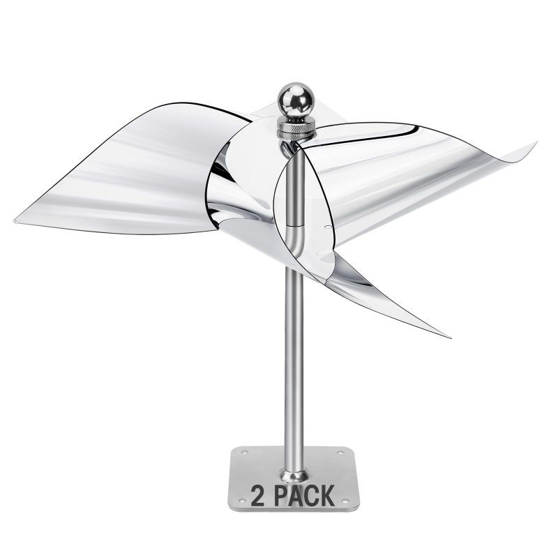 Photo 1 of 2 Pack Reflective Pinwheel Bird Deterrent, Spinning Bird Deterrent, Weatherproof Bird Scare Devices to Keep All Birds Away Like Woodpecker and Pigeon