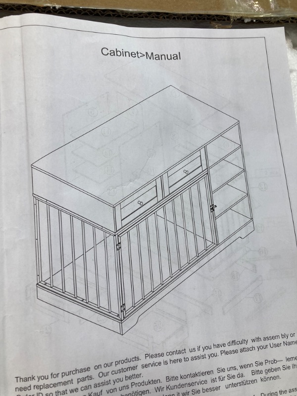 Photo 5 of ****USED***PARTS ONLY***SOLD AS IS**NO RETURNS***ALL SALES ARE FINAL*** SIDEBOARD Large Dog Crate Furniture, 47” Dog Crate with 2 Drawers and 4 Shelves, Heavy Duty Wooden Dog Crate, Decorative Dog Indoor Kennel Furniture Indoor with Storage, White