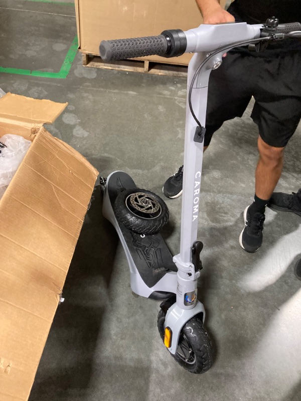 Photo 7 of ***(GRAY-BLAK)*** ***AS IS / NO RETURNS - FINAL SALE *** ***product similar to the original photo*** Caroma Electric Scooter with Seat, 500W Motor, 10" Solid Tires, Max 25 Miles & 20 Mph, Commuting Electric Scooter Adults with Rear Suspension and Double B