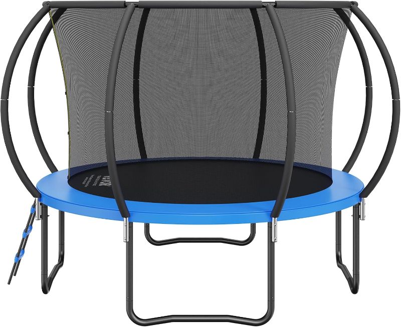 Photo 1 of **USE FOR PARTS ONLY** VEVOR outdoor entertaiment trampoline tx-b7123-10ft-3 10 ft. Trampoline 330 lbs. Trampoline Heavy-Duty Trampoline Outdoor Recreational Trampolines for Kids Adults Vevor 12 10 14 FT Trampoline with Enclosure Net, Ladder, and Curved P