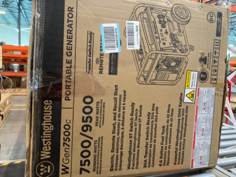 Photo 4 of ***VERY HEAVY*** Westinghouse Outdoor Power Equipment 9500 Peak Watt Home Backup Portable Generator, Remote Electric Start with Auto Choke, Transfer Switch Ready, Gas Powered, CO Sensor 9500 Watts - Gas Only - CO Sensor