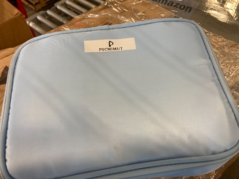 Photo 1 of ******USED** ***COLOR  BLUE***
Pocmimut Travel Makeup Bag - Leather Make Up Bags Cosmetic Bags for Women, Large Makeup Organizer Bag with Brush Holder, Makeup Traveling Bag for Women Cosmetic and Toiletry BLUE COLOR