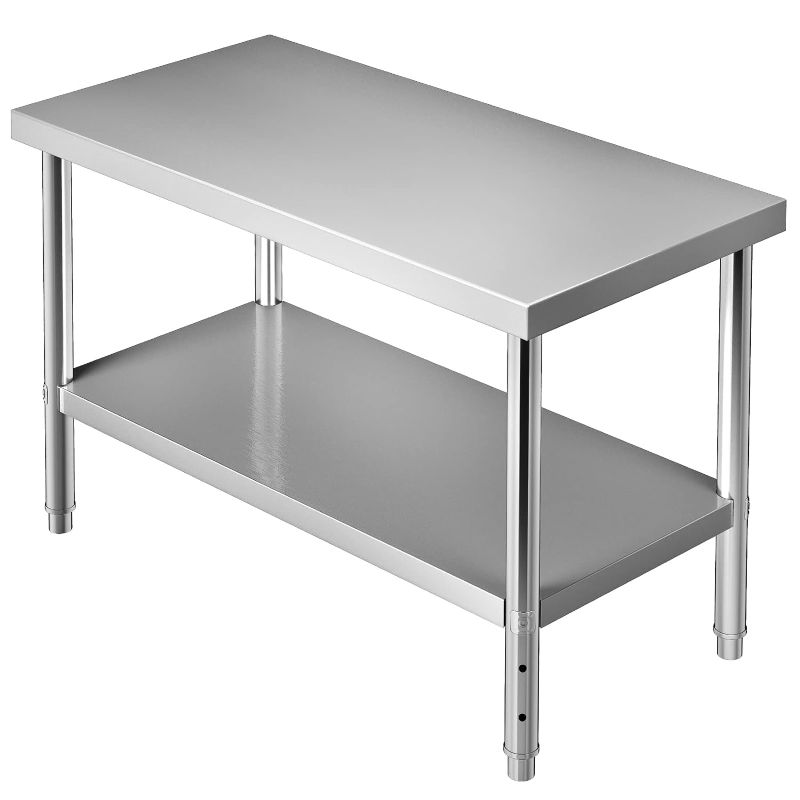 Photo 1 of ** same brand, may be same item**
VEVOR Stainless Steel Prep Table, 48 x 24 x 34 Inch, 550lbs Load Capacity Heavy Duty Metal Worktable with Adjustable Undershelf, Commercial Workstation for Kitchen Restaurant Garage Backyard
