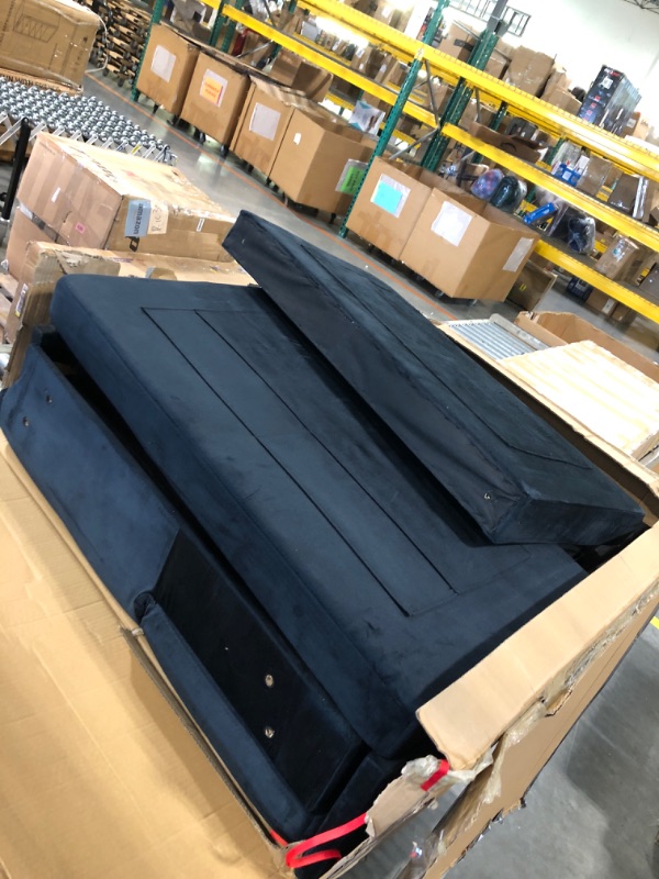 Photo 1 of YITAHOME 55" Convertible Sofa Bed, 3-in-1 Sleeper Sofa with Pull-Out Bed, Velvet Futon Couch with Reclining Backrest and Side Pocket, Modern Loveseat for Living Room, Black, Full Size Ink Black